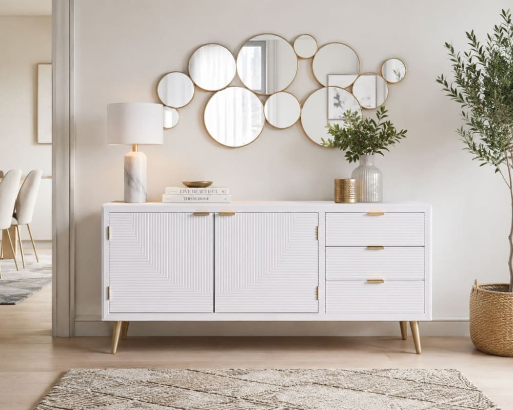 Aparador de madera blanco 145x42x71,5 - Maisons du Monde