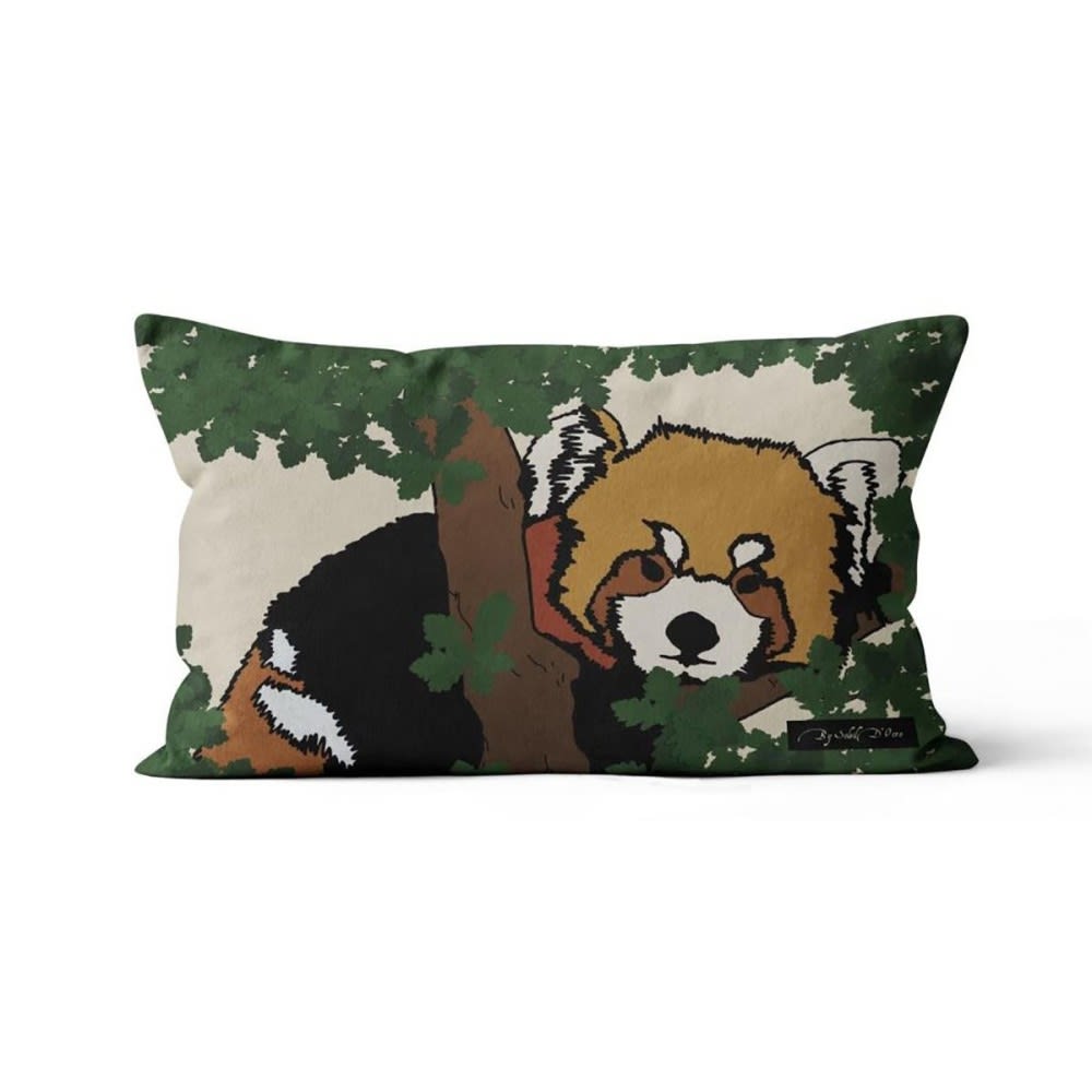 Housse de coussin panda roux 32x50cm