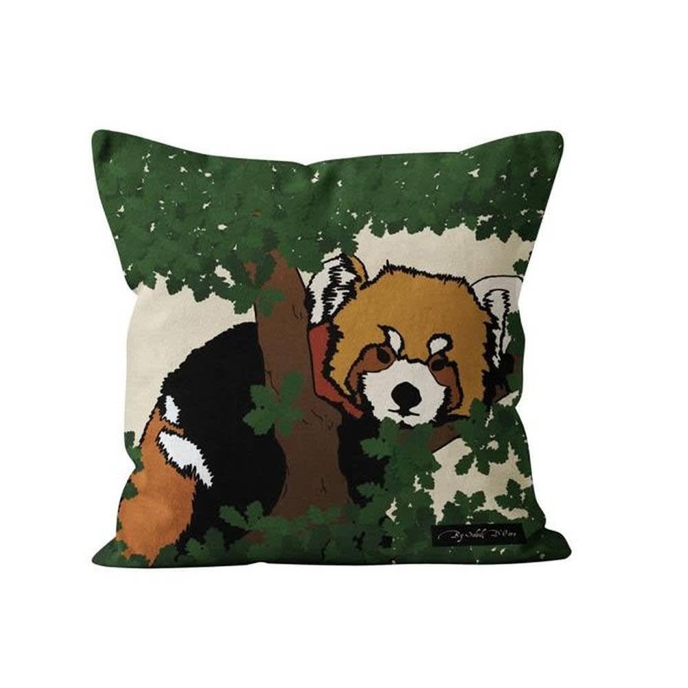 Housse de coussin panda roux 40x40cm