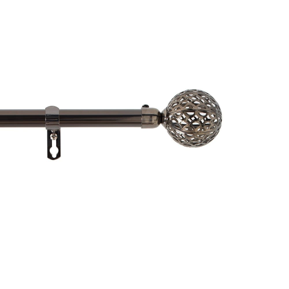 Douceur d'Intérieur Set aus Vorhangstange und Endstücken mit geschnitzten Kugeln style modern Grau Metall