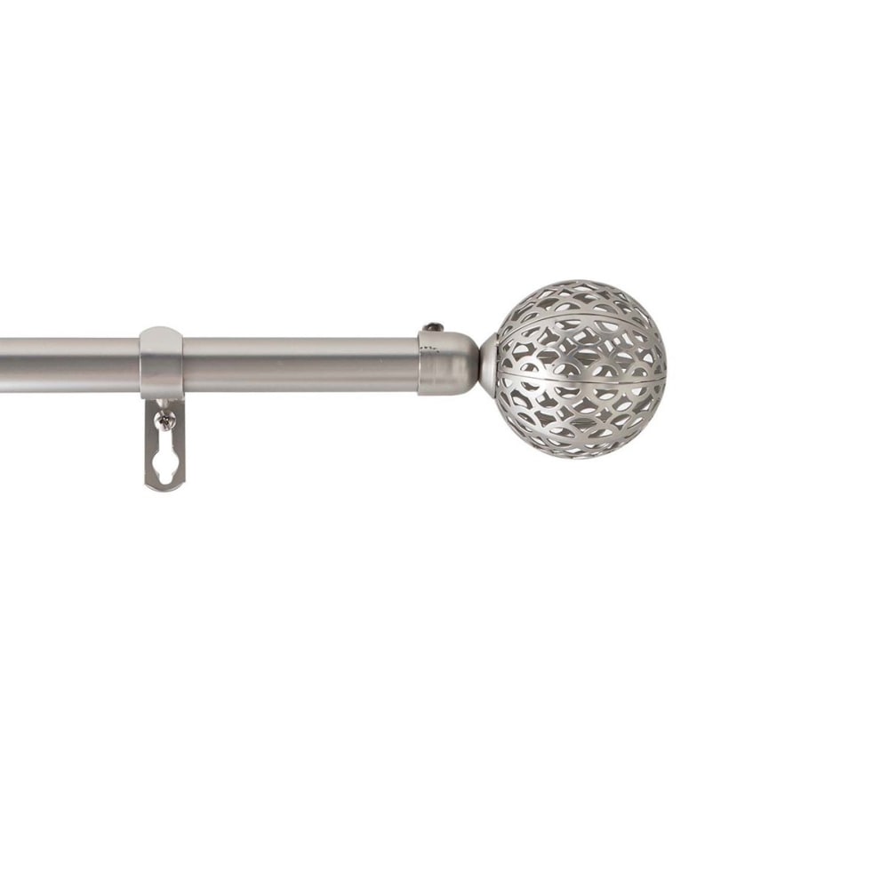 Douceur d'Intérieur Set aus Vorhangstange und Endstücken mit geschnitzten Kugeln style modern Grau Metall