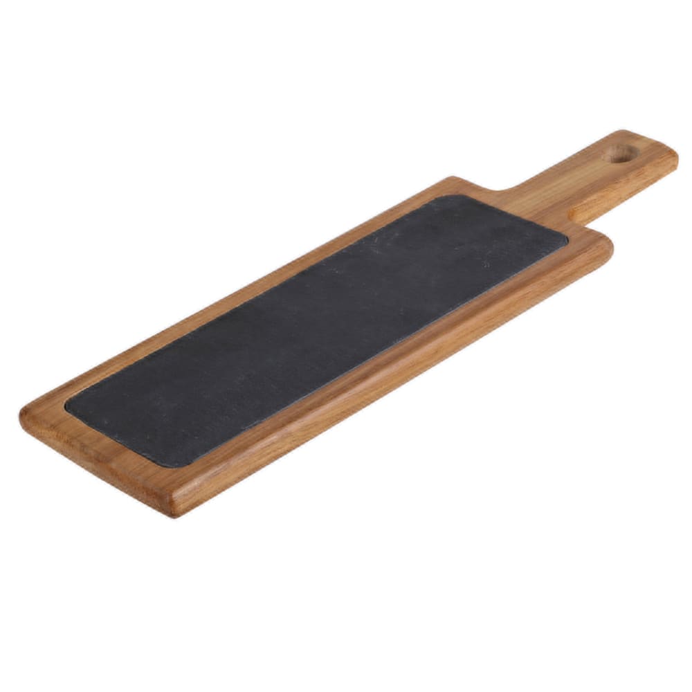 Wadiga Planche à tapas bois d'acacia et ardoise 37x12x1,5cm Marron