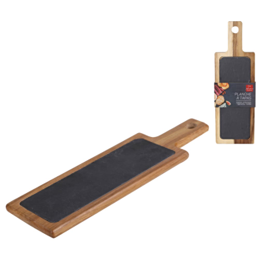 Planche à tapas bois d'acacia et ardoise 37x12x1,5cm - Maisons du Monde