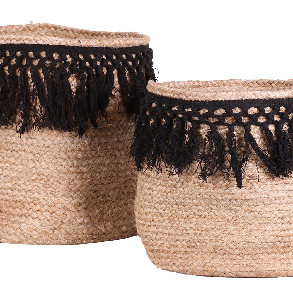 Paniers jute tressage noir - Lot de 2 - Maisons du Monde