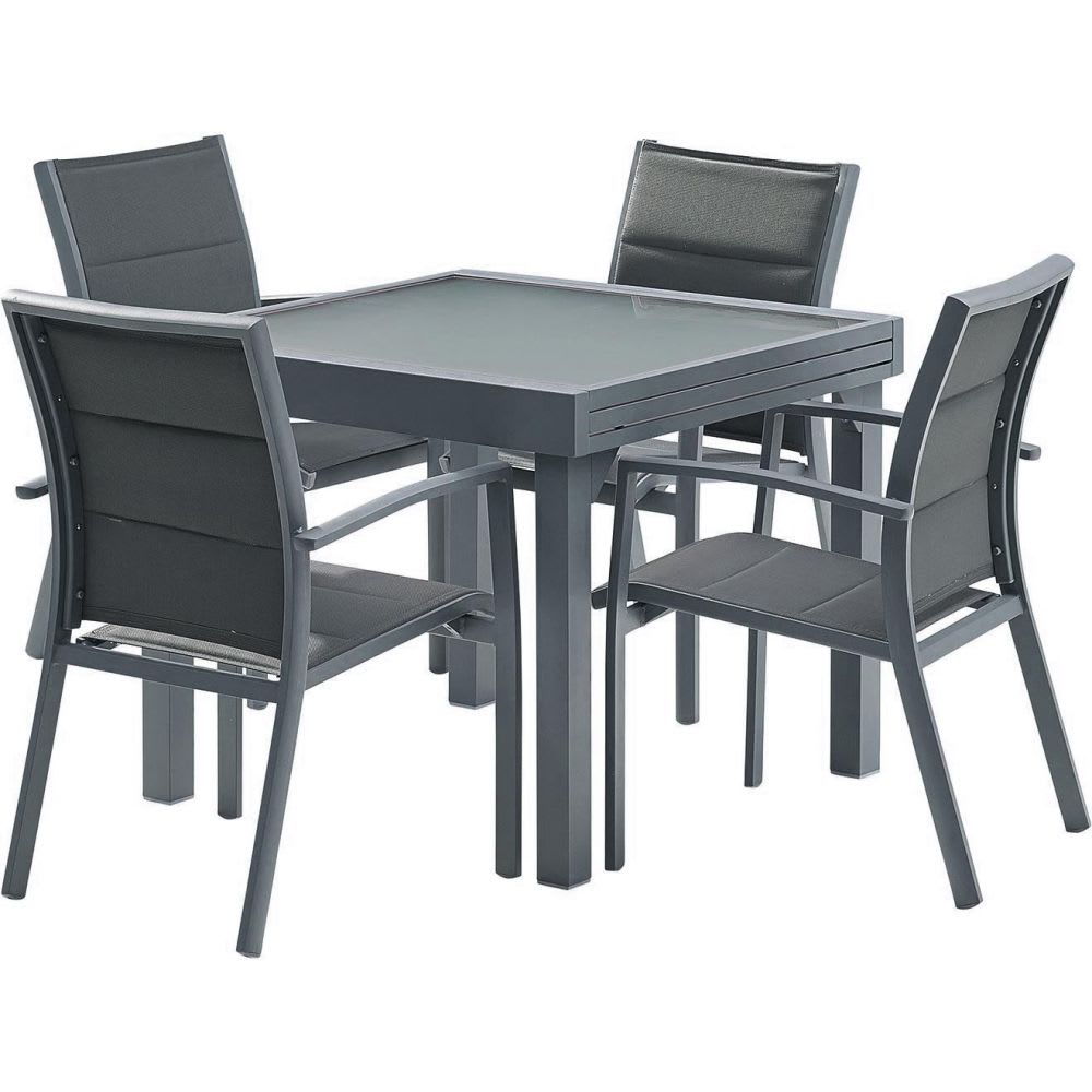 Salon de jardin moderne 4 personnes modulo gris