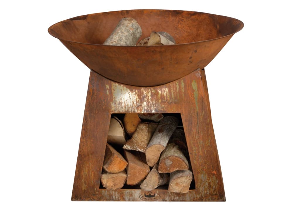 Vasque brasero porte bûches en métal 60 cm