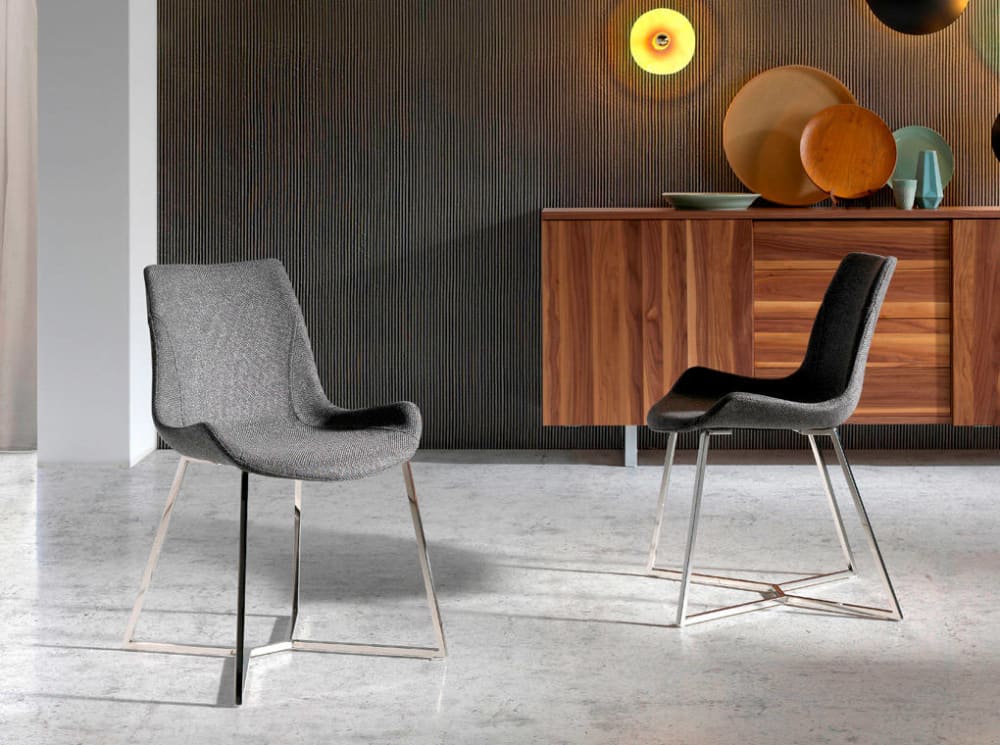 Silla comedor tapizada tela gris - Maisons du Monde