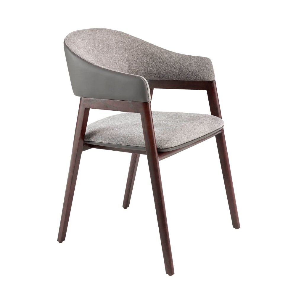 Chaise en tissu gris et vison foncé en similicuir