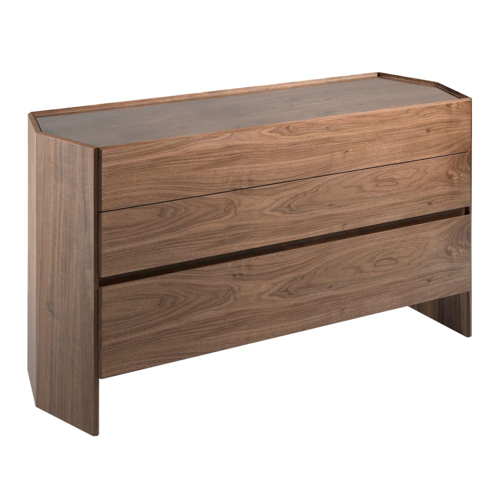Commode en noyer avec plateau en verre trempé Commode en noyer avec plateau en verre trempé
