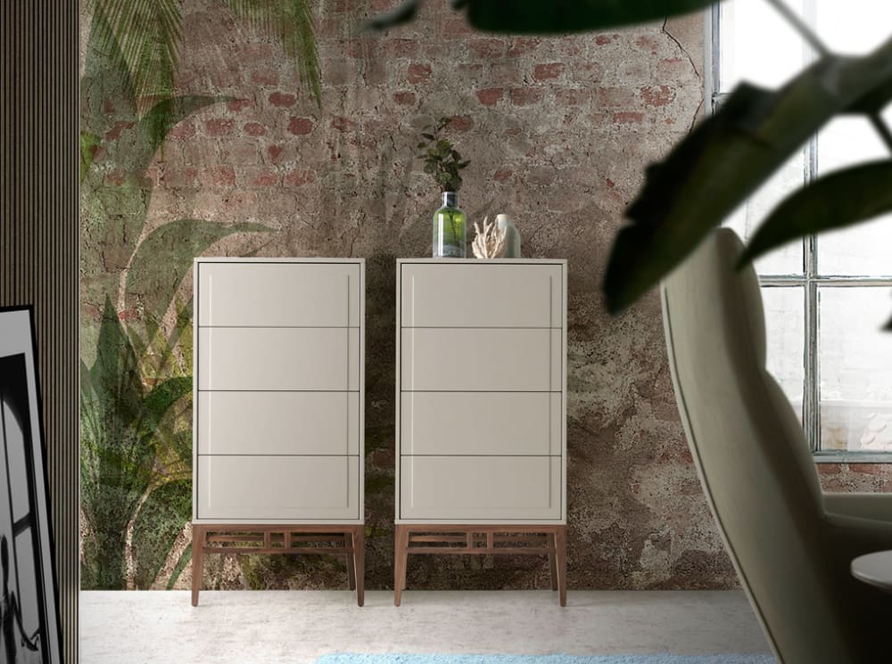Cassettiera in legno color nebbia e noce - Angel Cerda