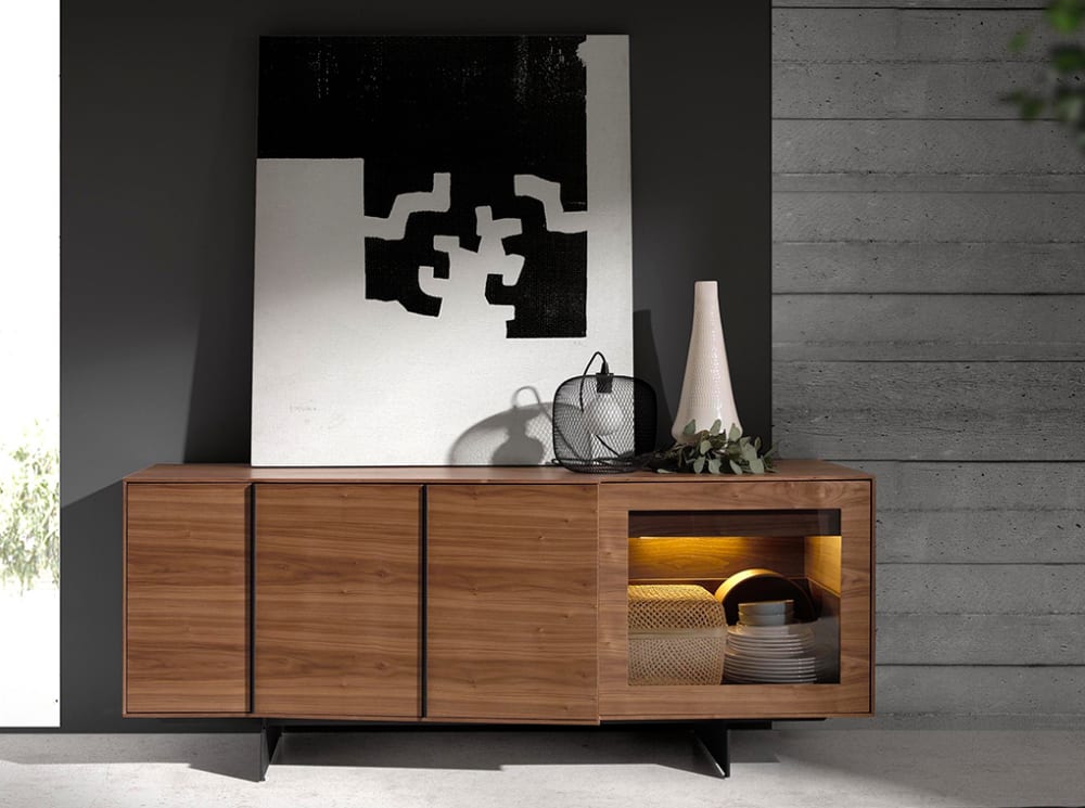 Buffet effet bois noyer avec led intérieur - Maisons du Monde