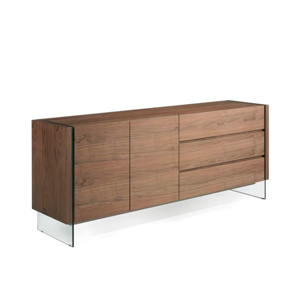 Angel Cerda Sideboard aus Nussbaum und gehärtetem Glas style modern Braun Spanplatte