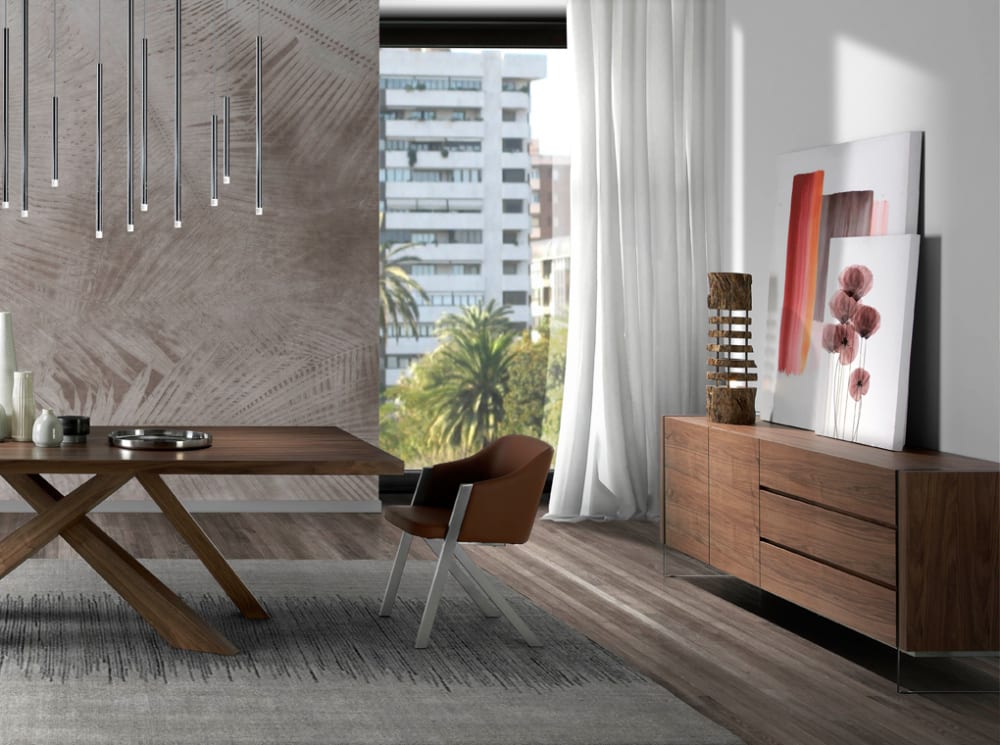 Buffet effet bois noyer et verre trempé - Maisons du Monde
