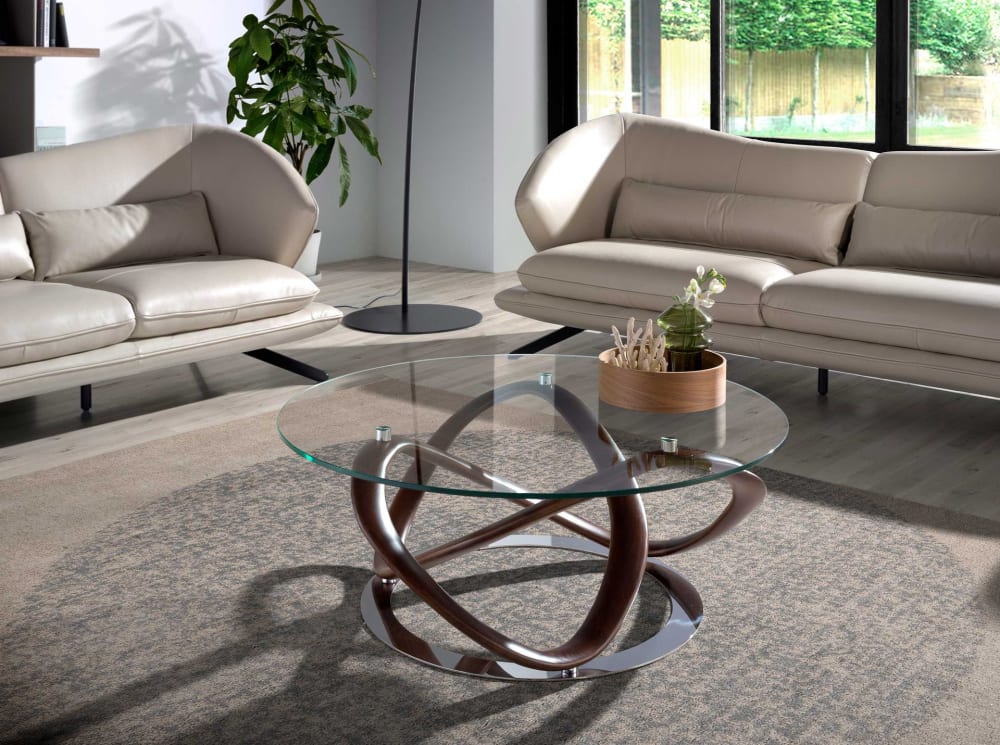 Table basse en verre et effet bois noyer - Maisons du Monde