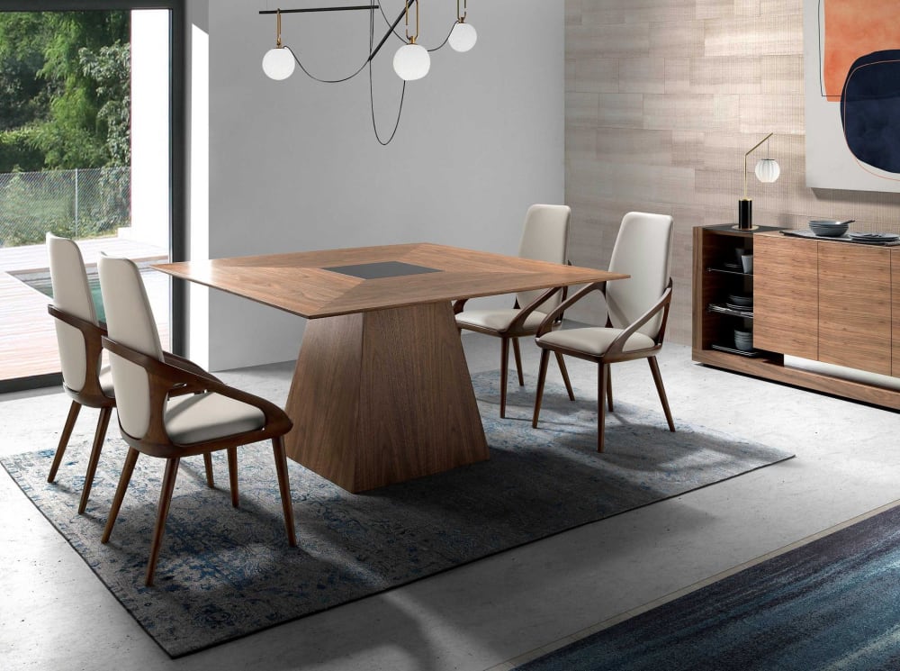 Tavolo da pranzo quadrata noce - Modello Contemporaneo - Marrone - LEGNO