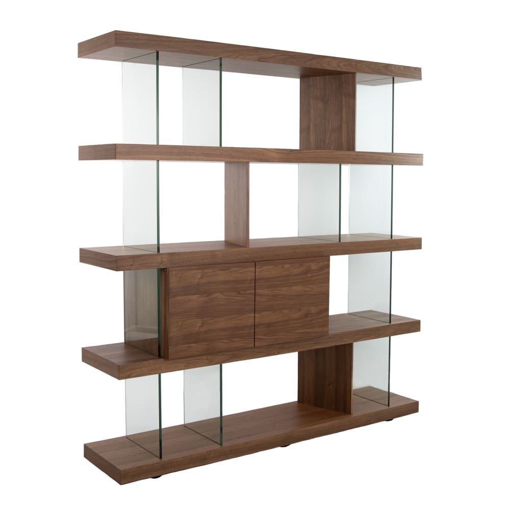 Etagère en noyer et verre
