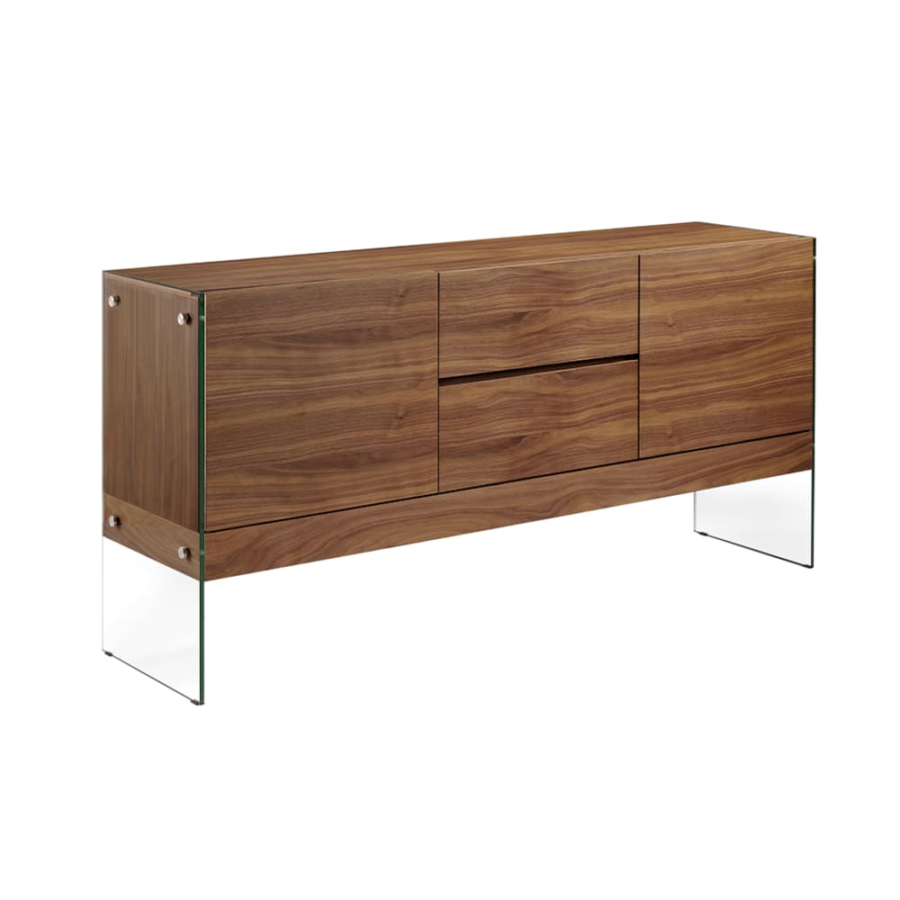 Angel Cerda Sideboard Nussbaum und gehärtetes Glas style modern Transparent Spanplatte