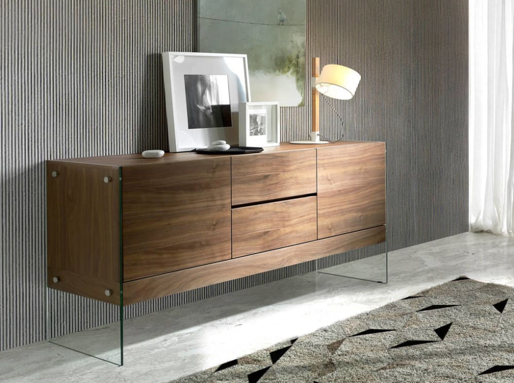 Credenza in legno di noce e vetro temperato - Angel Cerda