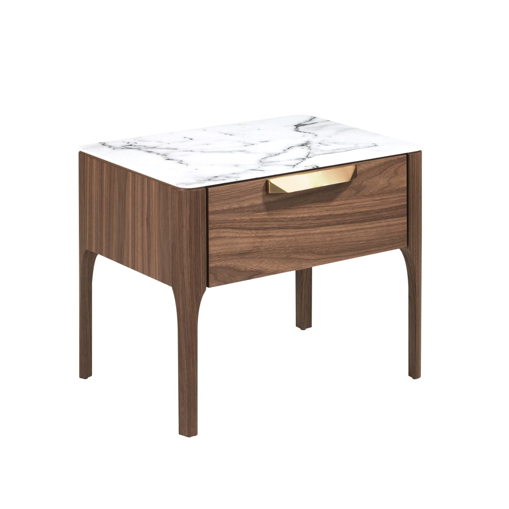 Angel Cerda Nachttisch Walnussholz Marmoreffekt style modern Braun Spanplatte