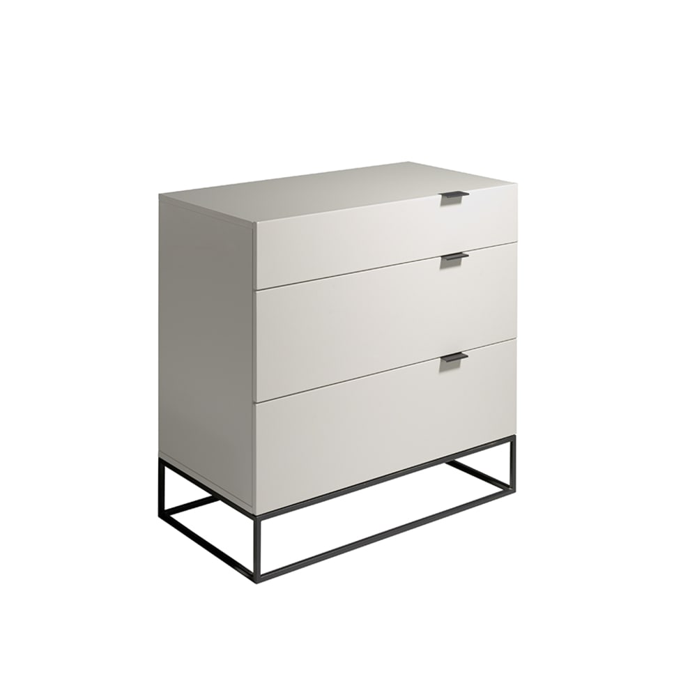 Cómoda madera gris y acero negro