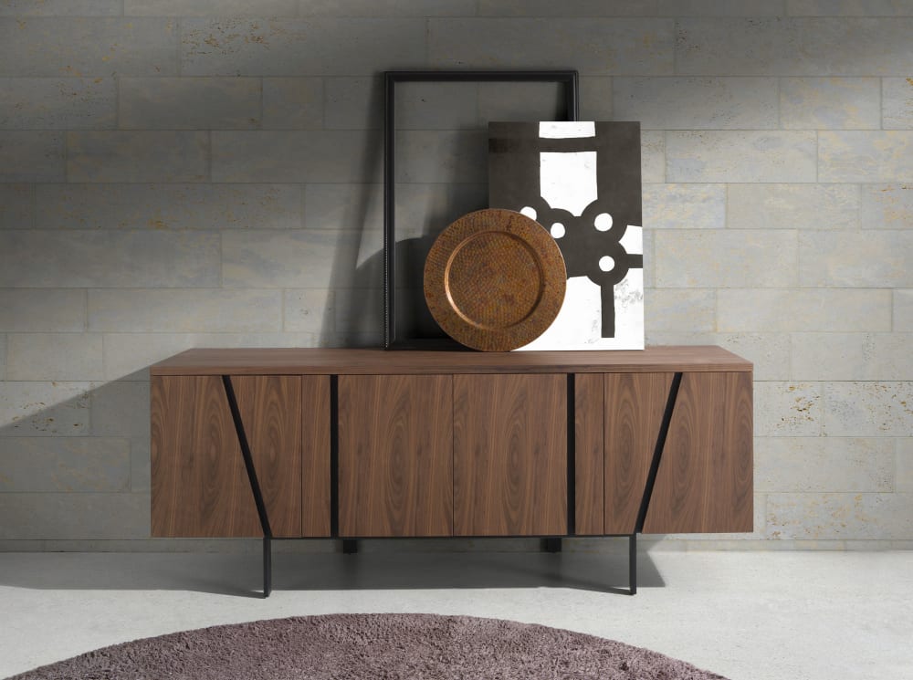 Credenza in legno di noce e acciaio nero - Angel Cerda