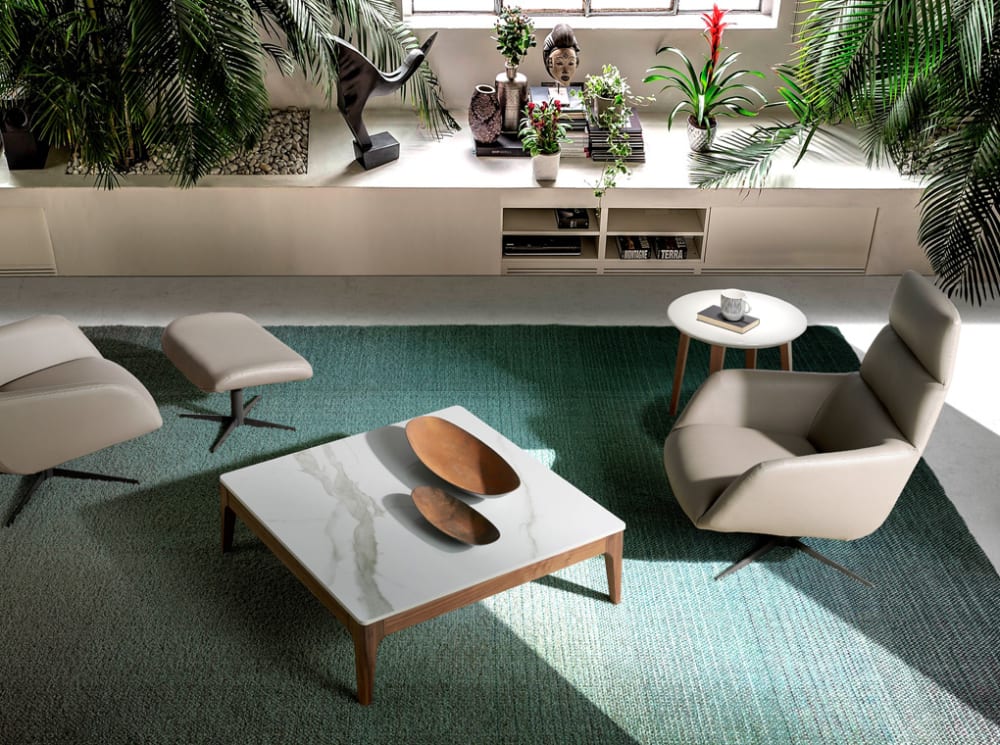 Table basse effet bois noyer et verre marbreet - Maisons du Monde