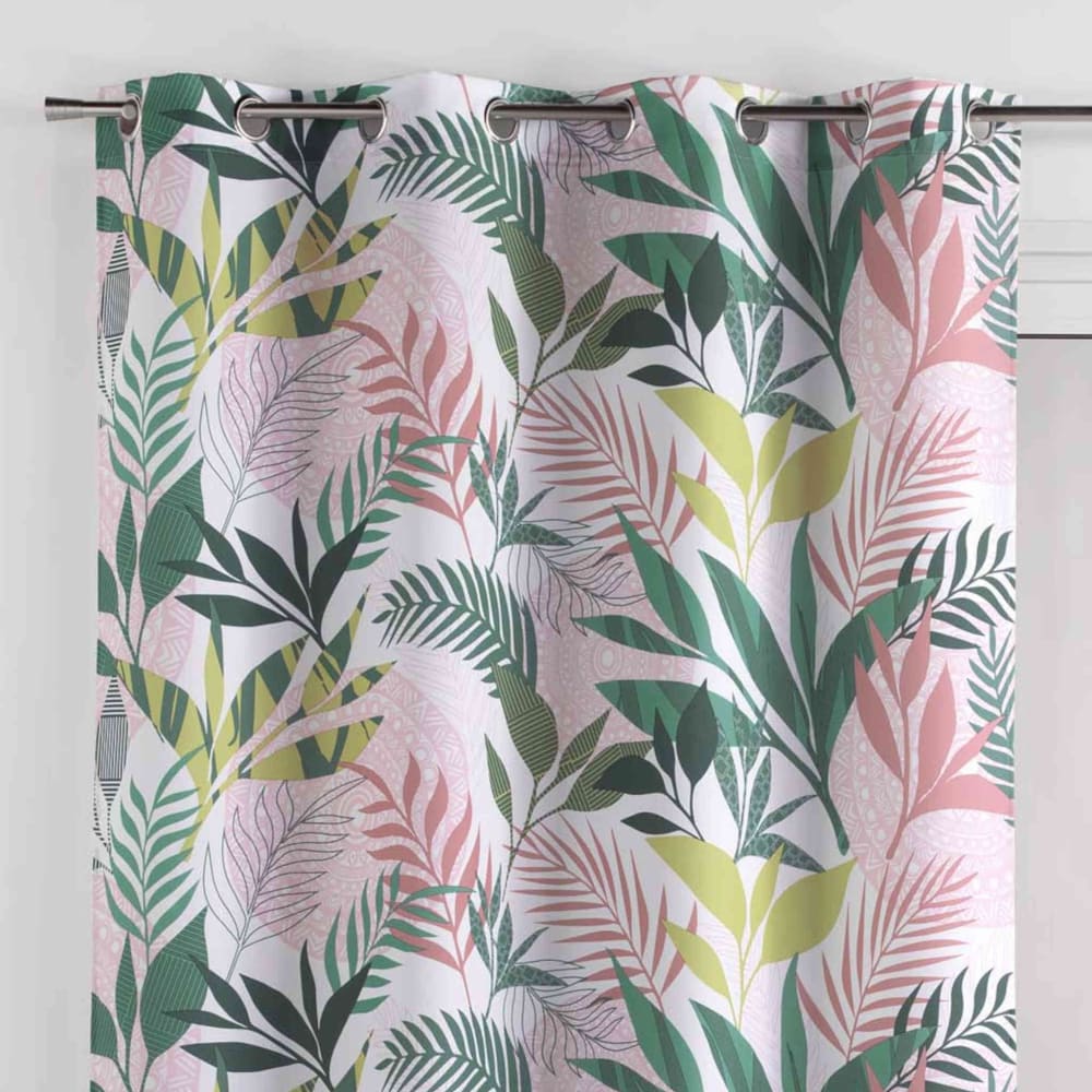 Rideaux à œillets imprimé polyester rose 260x140cm - Maisons du Monde