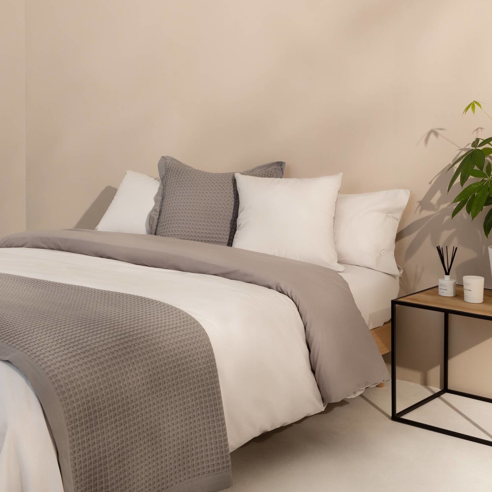 Funda nórdica de algodón orgánico 180 hilos gris claro. Cama 135-140cm - Maisons du Monde