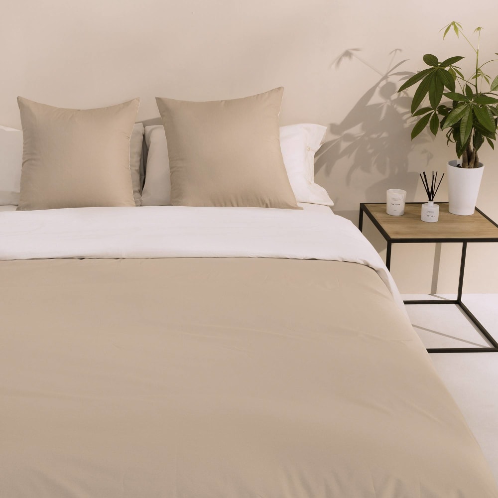 Funda nórdica de algodón orgánico 180 hilos gris piedra.cama 135-140cm