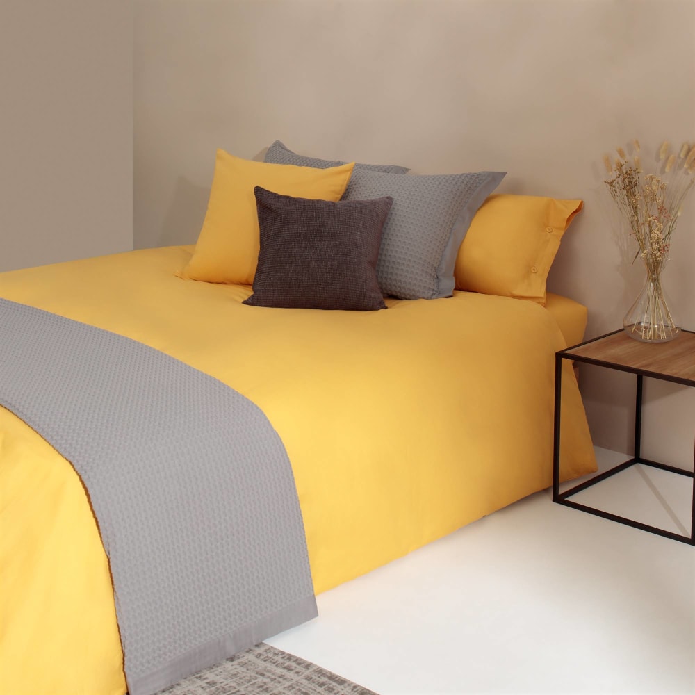 Funda nórdica de algodón orgánico 180 hilos amarillo. Cama 135-140cm - Maisons du Monde