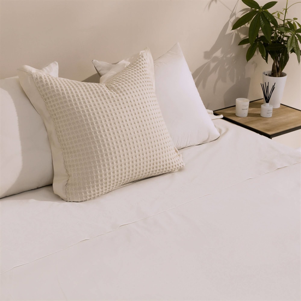 Sábana de algodón orgánico 180 hilos color gris piedra. Cama 135-140cm
