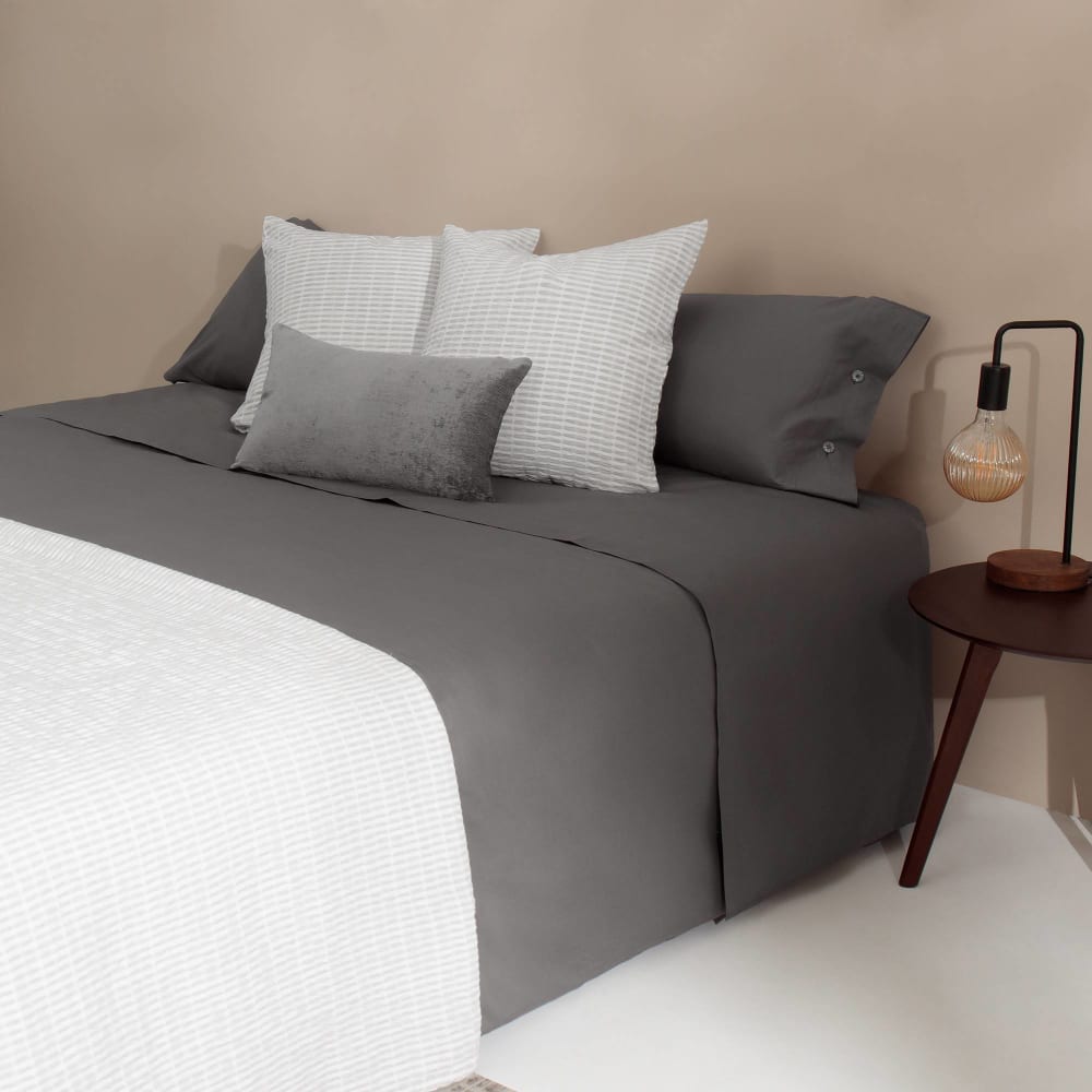 Sábana de algodón orgánico 180 hilos gris ceniza oscuro.cama 135-140cm