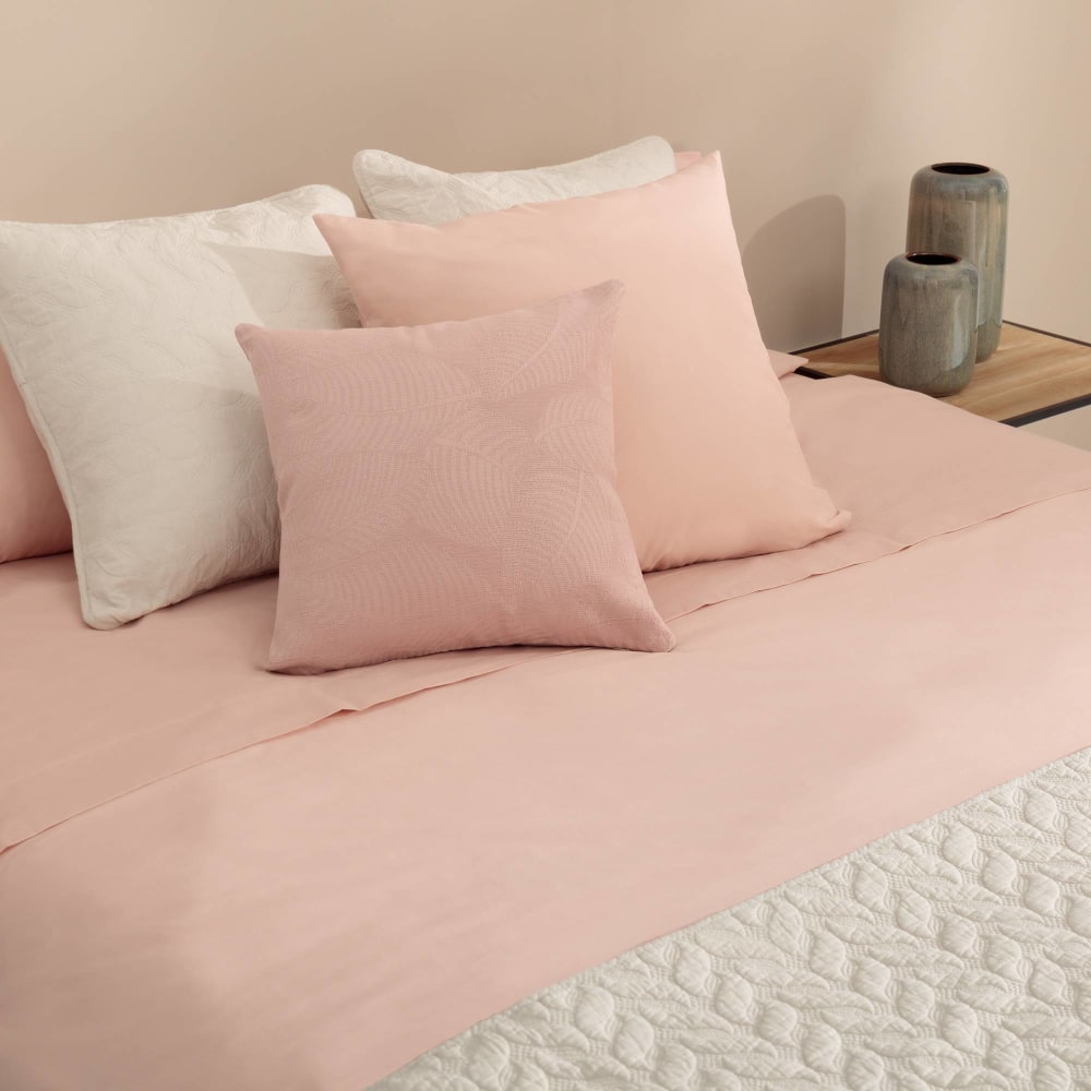 Sábana de algodón orgánico 180 hilos color rosa. Cama 80-90cm - Maisons du Monde