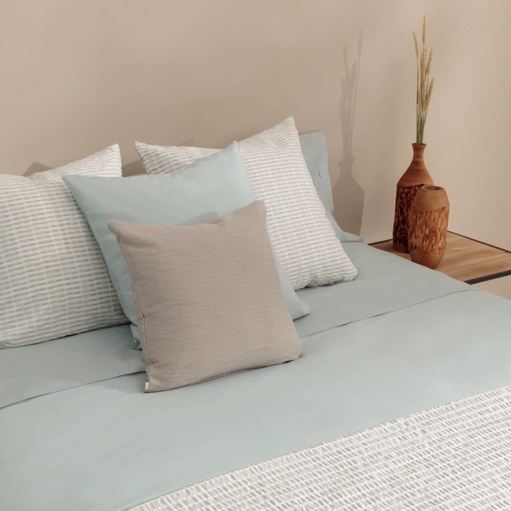 Sábana de algodón orgánico 180 hilos color azul aqua. Cama 150-160cm - Maisons du Monde