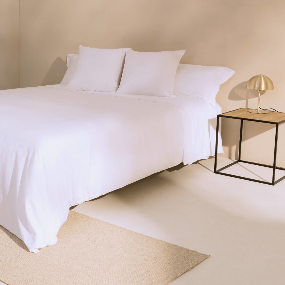 Sábana de algodón orgánico 180 hilos color blanco. Cama 180-200cm - Maisons du Monde