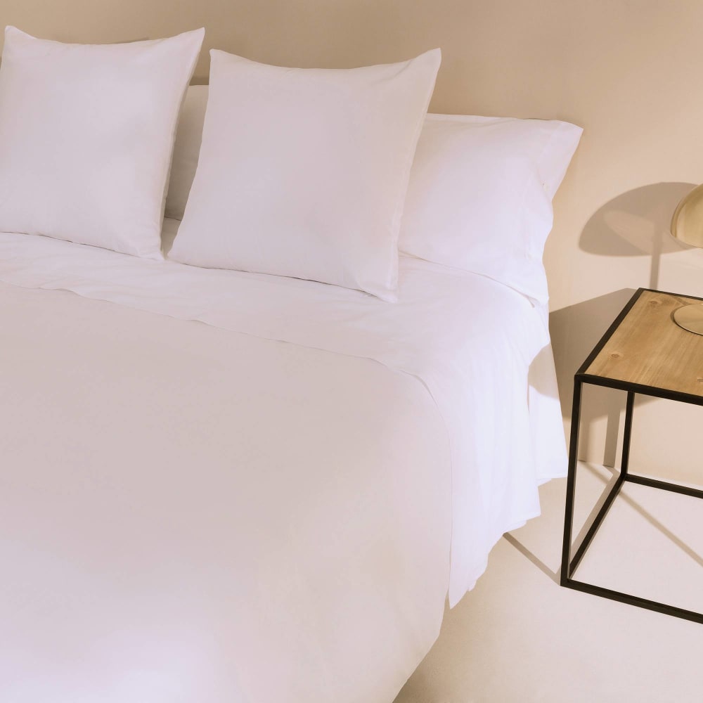 Sábana de algodón orgánico 180 hilos color blanco. Cama 105-120cm - Maisons du Monde