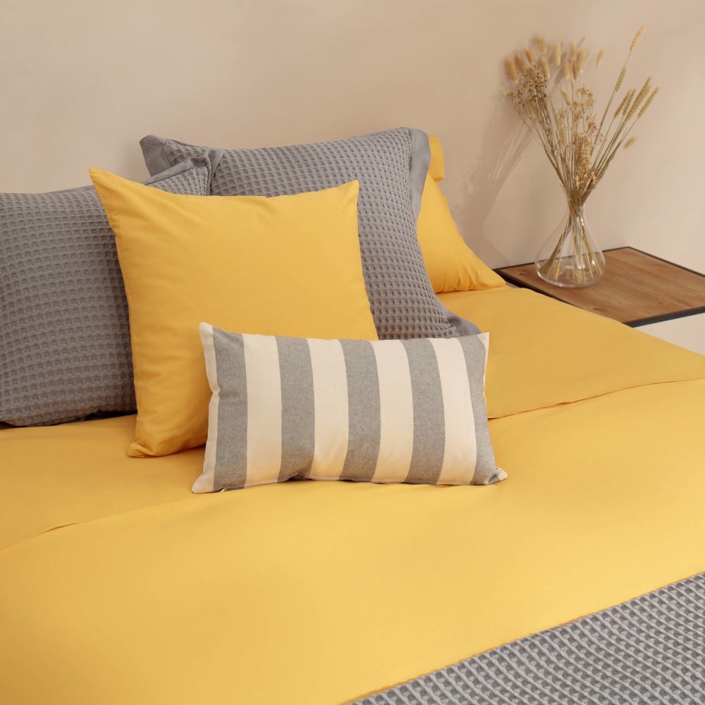 Sábana de algodón orgánico 180 hilos color amarillo. Cama 135-140cm - Maisons du Monde