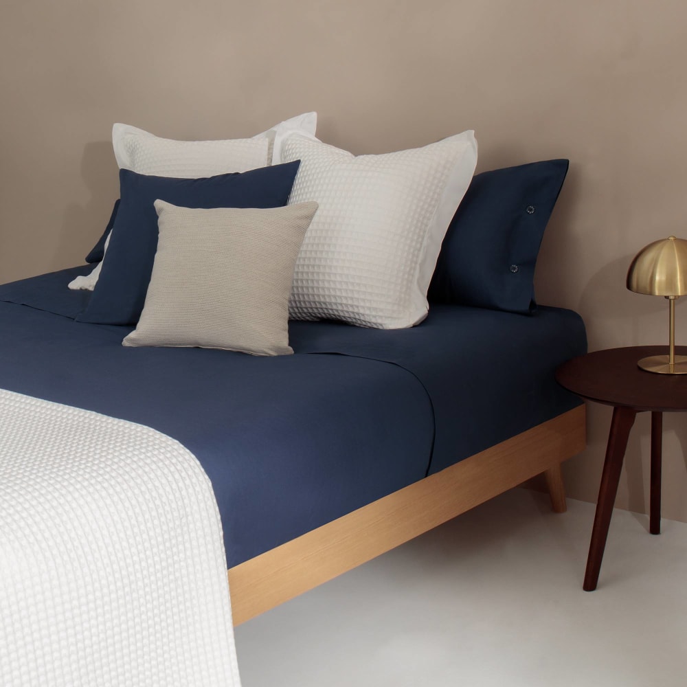 Sábana de algodón orgánico 180 hilos color azul azulado.cama 135-140cm