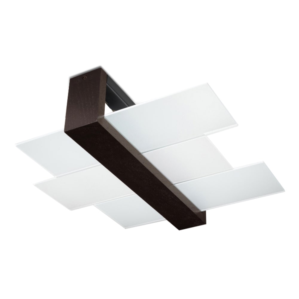 Plafonnier bois/verre déchirure H 12 cm