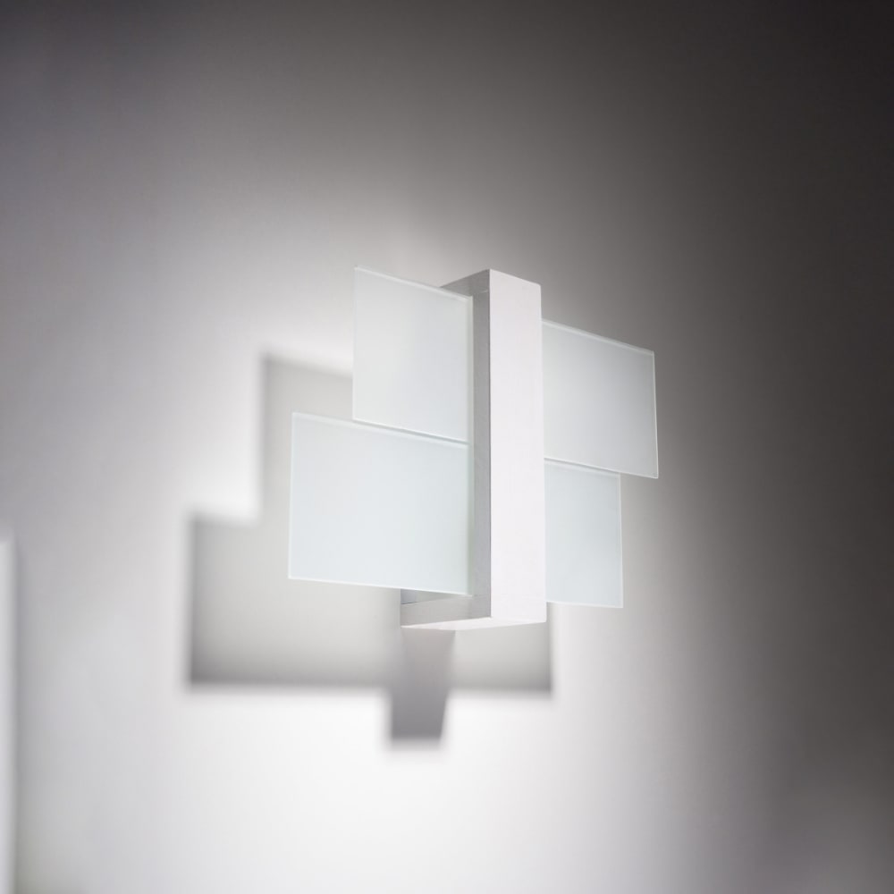 Lámpara de pared blanco madera/vidrio alt. 30 cm - Maisons du Monde