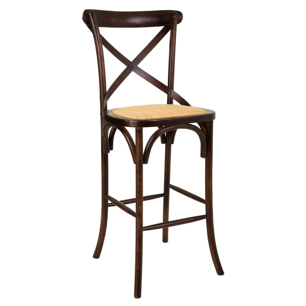 Wanderlust deco Holzhocker und Rattansitz 45x53x75/116h cm, braun - Holz