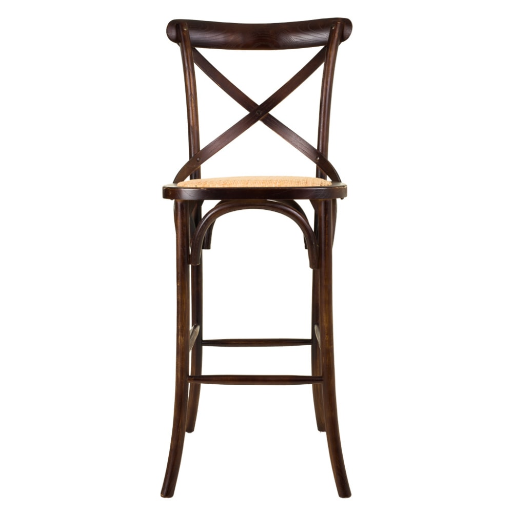 Holzhocker und Rattansitz 45x53x75/116h cm, braun - Maisons Du