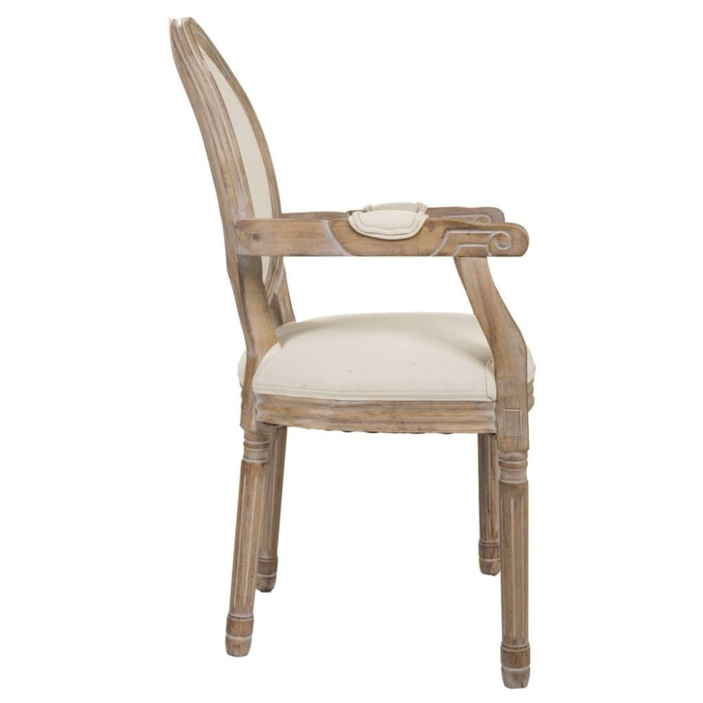 Silla de madera tapizada color beige 55x46x48/96 - Maisons du Monde