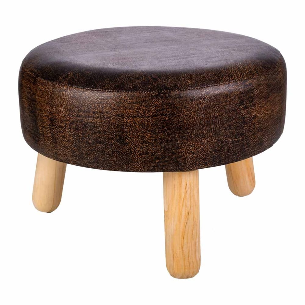 Taburete de madera y polipiel