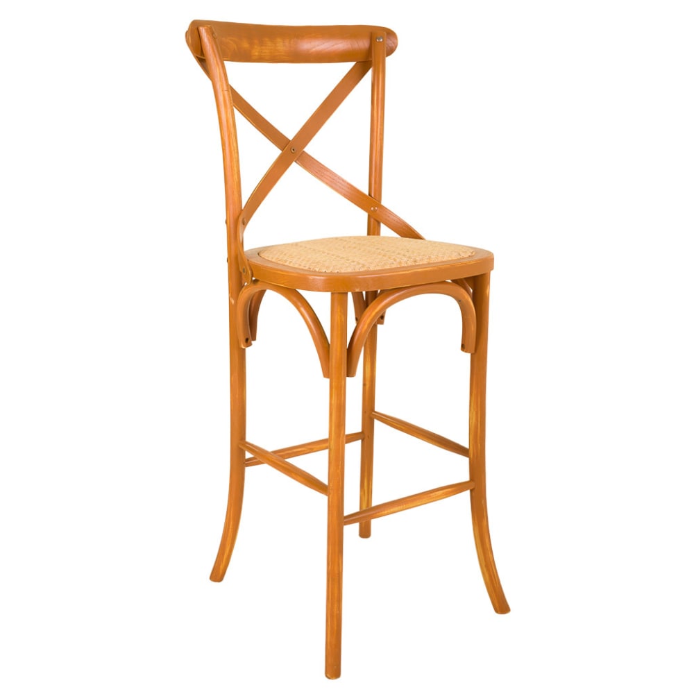 Wanderlust deco Holzhocker und Rattansitz 45x53x75/116h cm, braun - Holz