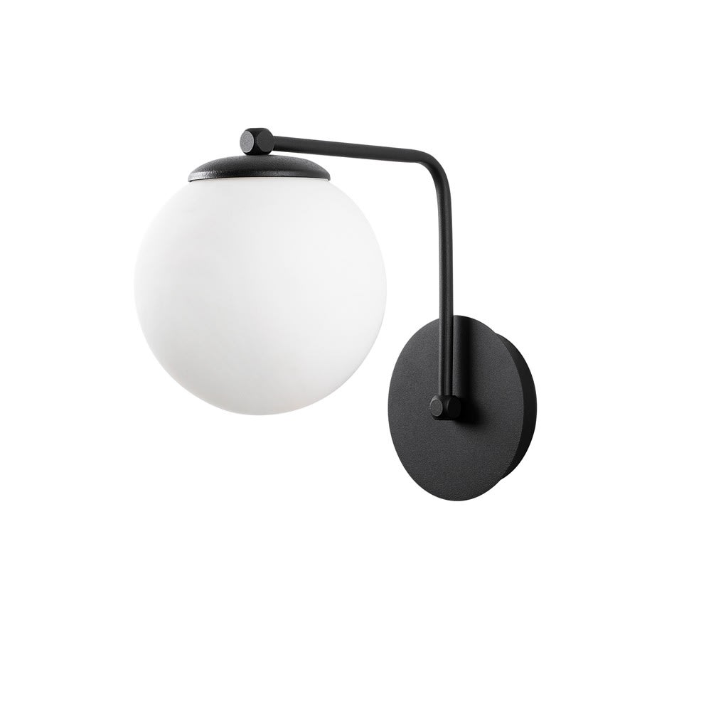 Aplique de pared minimalista negro con esferas opal