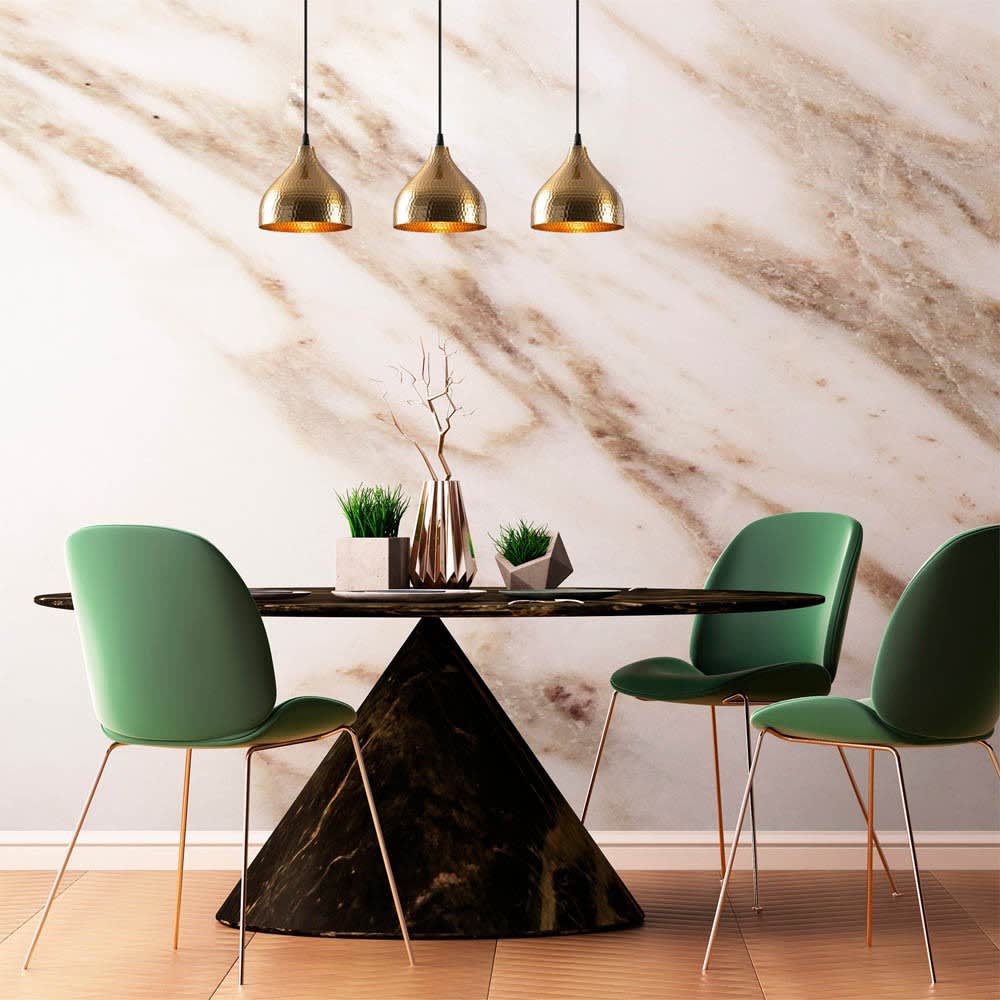 Regleta colgante 3 luces oro con detalles en relieve - Maisons du Monde