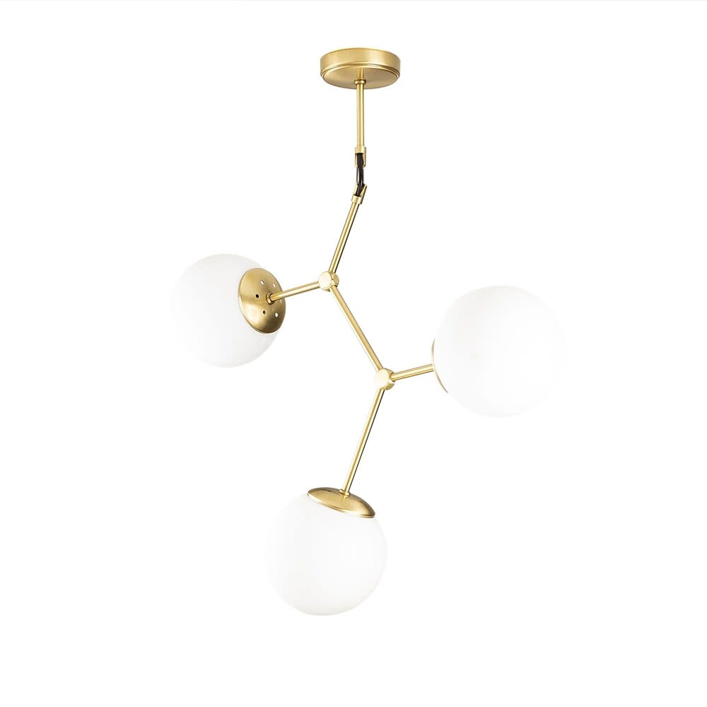 Lámpara de techo nórdica de oro 3 luces y esferas de cristal