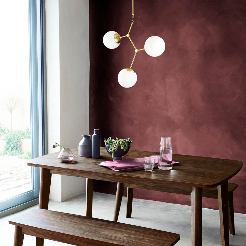 Lámpara de techo nórdica de oro 3 luces y esferas de cristal - Maisons du Monde