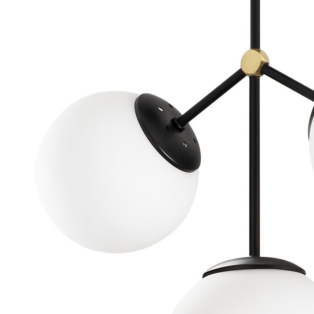 Plafonnier noir à 3 lumières avec détails dorés — vue 4